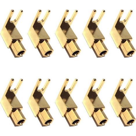 Fiches et bornes à angle droit - Prises bananes 4 mm - Connecteurs à fourche pour haut-parleurs, alimentations et amplificateurs (paquet de 20) (1/4)