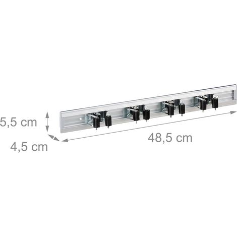 Pratico portautensili da parete portaoggetti per garage 5,5 x 48,5 x 4,5 cm in alluminio grigio 130004899