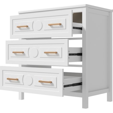 Mueble de baño con lavabo cerámico 76,5x47x82 cm 3 cajones MDF lacado blanco HOMVRA (1/5)