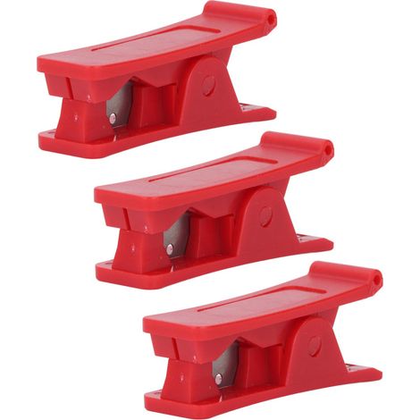 Beyamis Lot de 3 coupe-tubes PTFE (capacité de coupe de 3 à 19 mm) pour tubes souples en nylon, PVC et PU (rouge). (1/5)