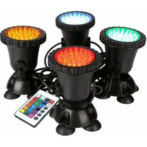 Sunxury – Projecteur LED submersible RGB étanche IP68 – 20 modes lumineux – Puissant pour éclairage piscine et jardin – Télécommande incluse (1/5)
