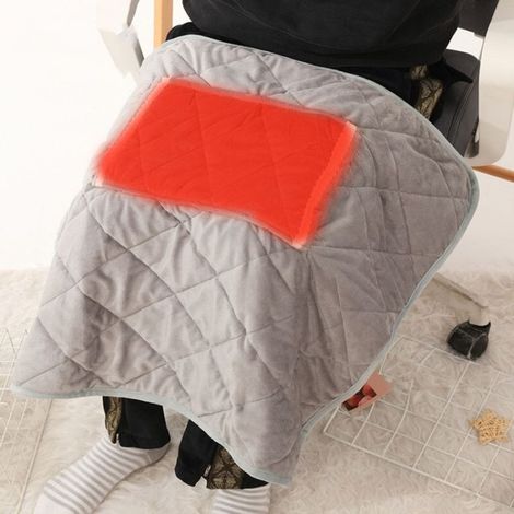 Couverture chauffante USB en polaire monocristalline pour l'hiver, taille : 60 x 80 cm (gris) (1/5)