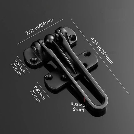 Cadena de bloqueo para puerta de entrada, cadena de puerta, cerrojo de seguridad, aleación de zinc, bola de acero integrada para casa, hotel, apartamento (negro)