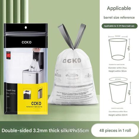 Petits sacs poubelles, sacs poubelles à cordon, sacs poubelles adaptés aux chambres, bureaux, salles de bains, blancs, (42×45 cm) (48 pièces) (1/5)
