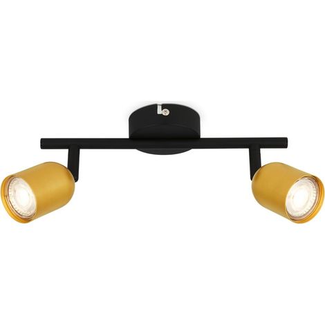 Briloner Spot de plafond, orientable, 2 flammes, douille GU10, noir-or (1/5)