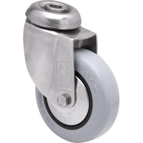 rueda giratora agujero m10 inox.20bhi80cp-pgi poliamix-goma gris eje liso (1/2)