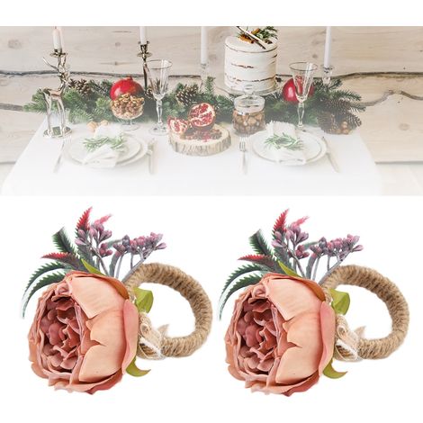 Set aus 2 kreativen Servietten im westlichen Stil mit Stoffschlaufen, künstlichen Blumenverzierungen, Hotelservietten im Mori-Stil, koreanischen Rosenringen (1/5)