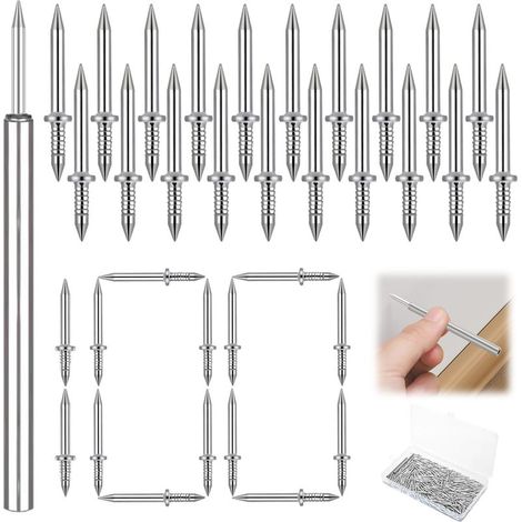 Lot de 100 clous à double tête pour plinthe avec outil de pose, idéal pour les plinthes et les vis de sécurité invisibles. (1/5)