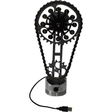 Creative Rotating Gear Clock, Personalized Desk Clock, Industrial Steampunk Retro Gear Clock, Single Chain Clock - Black