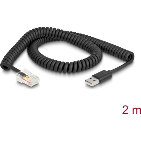 Delock 90602 cable en espiral de rj50 a usb 2.0 tipo-a 2 m