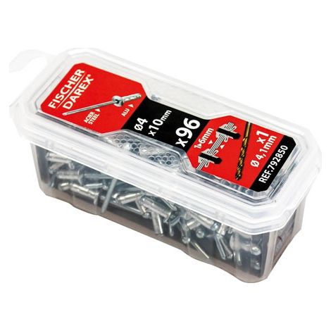 rivetti ciechi 4x10 X 96 pezzi testa larga piastra - Fischer Darex