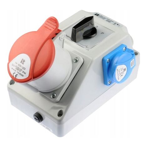 Installationsset mit Steckdose 32A 5P+2P+Z (L-0-P) rot - E145EY-SP016