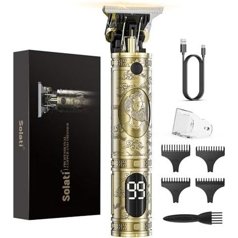 Tondeuse Cheveux Hommes, Barbe Homme T Zéro écart Avec écran LED De Finition Barbier Professionnel Rasoir Electriques Cadeau Or - (1/5)