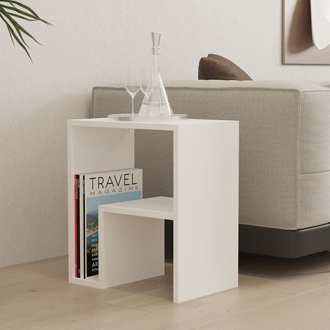 Mesa de Centro Vocca, un Espacio, Forma Rectangular, Tablero de Madera Nobilitada, 45x30x52h cm Blanco (1/5)