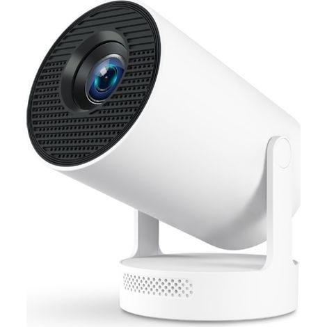 Tragbarer Projektor mit elektronischem Fokus 720p 210ANSI Lautsprecher Android11 ​​​​BT5.4 180° flexibler Home-Outdoor-Stecker