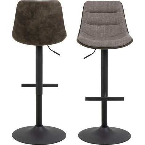 Tabourets de bar en tissu bicolore brun et gris (lot de 2) - ALICIA (1/5)