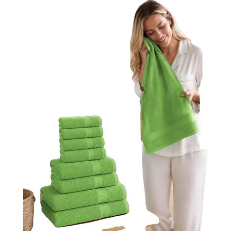 Set di asciugamani per capelli, 100% cotone, ad assorbimento rapido, verdi. (1/2)