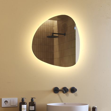 Miroir lumineux de salle de bain 54x54 cm – Éclairage LED blanc chaud 3000K – Interrupteur mural – Épaisseur 4mm – Longévité 15000h – Artforma (1/5)