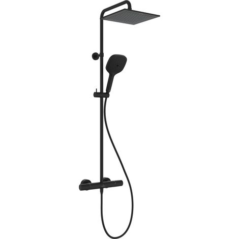 Villeroy & Boch Elody colonna doccia. set completo con termostato. soffione doccia a pioggia. doccetta con tre tipi di getto (laminare. massaggiante e vellutato). a risparmio idrico – Nero Opaco (1/4)
