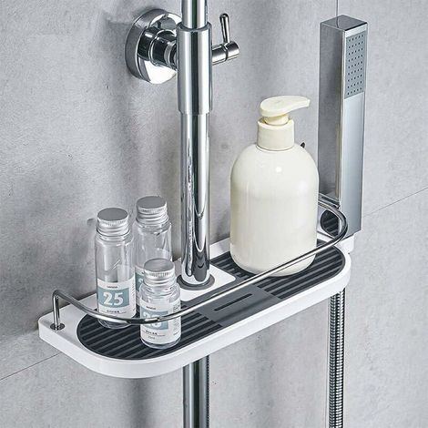 VURAHOME – Verstellbare, teleskopierbare Duschablage aus Edelstahl (1 Stück), Badezimmer-Organizer, Seifenschale für Shampoo und Seife, kein Bohren erforderlich, für Duschwände von 19–25 mm Durchmesse (1/4)