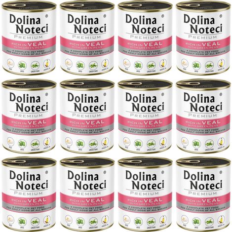DOLINA NOTECI Premium rico en ternera con guisantes verdes - alimento húmedo para perros - 12 x 800 g (1/4)