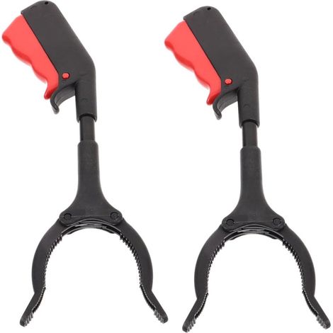 Pince à Déchets 2 Pièces en Fer 28cm, Outil de Préhension Portable Poignée Ergonomique Antidérapante, Nettoyage Intérieur et Extérieur, Couleur Noire (1/5)