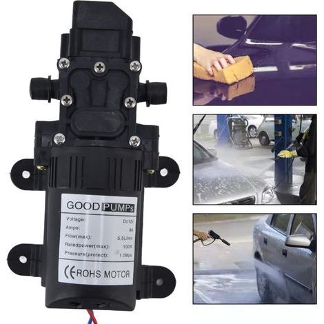 Pompe à eau 12V haute pression 1.0Mpa pour camping-car et jardin, débit 5.5L/min, compacte et intelligente. (1/5)