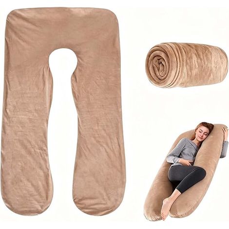 Pillow Case 140 x 80 cm Pregnancy Pillowcase Removable Pillow Cover Machine Washable Body Pillow Case Khaki (1/5)