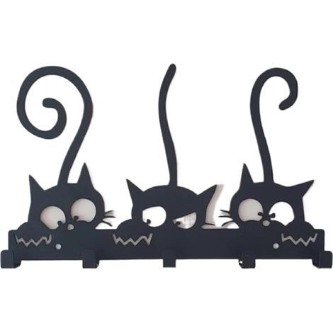 Porte-clés d'orchestre en métal, Porte-Manteau Suspendu pour Les Besoins de Rangement de la Barre, Crochet Mural en métal, décoration Murale, Chat (1/3)
