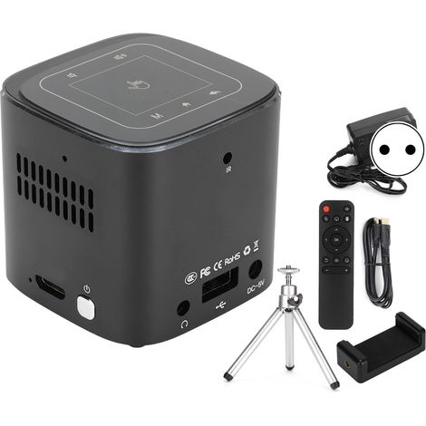 Mini-tragbarer HD-1080p-DLP-WLAN-Projektor für Zuhause, kompatibel mit 100–240 V mit EU-Stecker