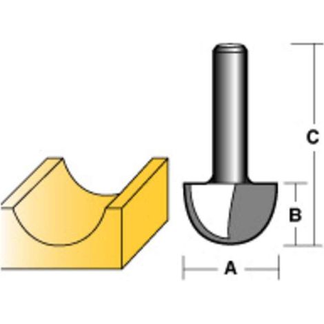 CARBITOOL CORE BOX ROUTER BIT 1/2" 1/2" SHANK