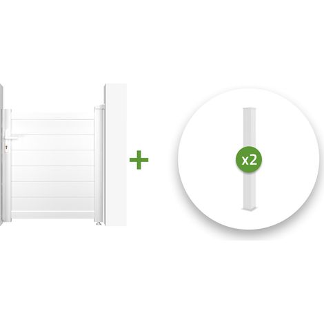 Pack puerta peatonal EIGER 100 x 115 cm + 2 postes H.166cm Blanco (1/5)