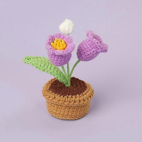 Muguet artificiel crocheté, fleurs artificielles, bouquets pour la maison, mariage et fêteviolet (1/5)