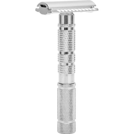 Rasoir de sûreté vintage manuel pour hommes - Poignée ergonomique anti-rouille - Idéal voyage, cadeau barbier ou salon à domicile