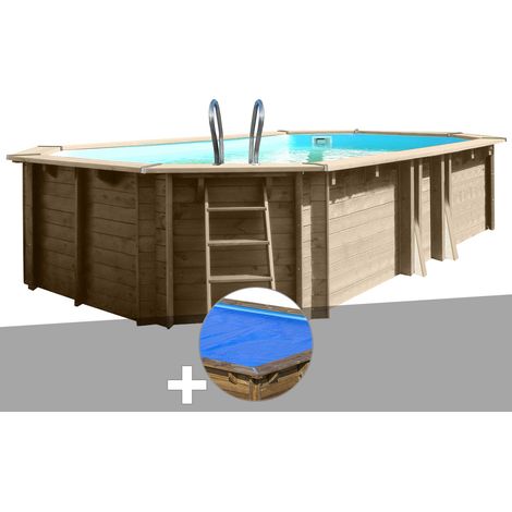 Kit piscine bois Gré Safran 2 6,20 x 3,95 x 1,36 m + Bâche à bulles