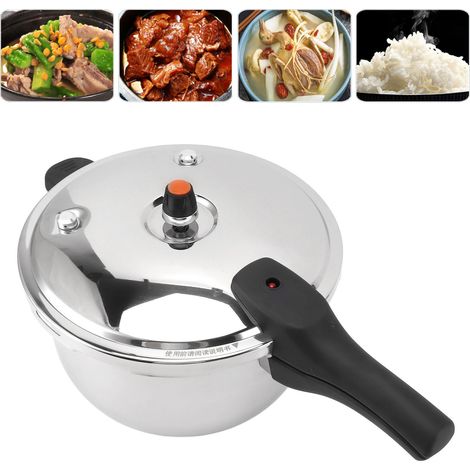 Autocuiseur domestique et commercial en acier inoxydable antidéflagrant avec fond multicouche, compatible avec les plaques à induction et la cuisson à flamme nue, 4 L, finition brillante. (1/5)