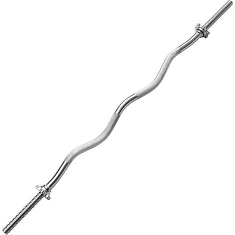 PROIRON Curlstange 120cm verchromt gerändelt Sternverschlüsse Langhantelstange (1/5)
