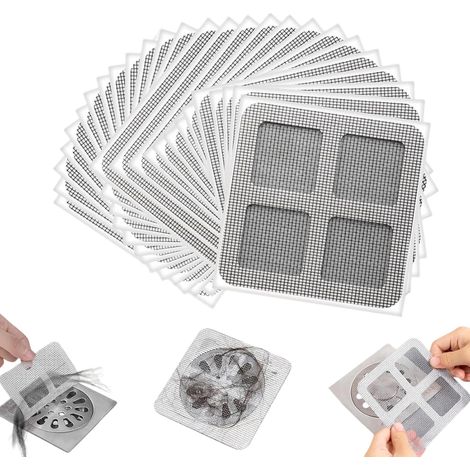 Filtre Cheveux Douche Adhésif 10X10CM Filtres Cheveux Baignoire Grille Filtre Evier Filtres Douche Anti Obstruction pour Salle de Bain l'appartement l'évier Baignoire (1/5)