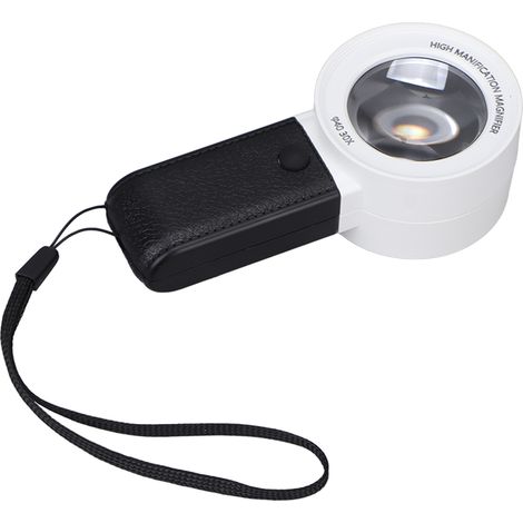 Loupe lumineuse manuelle 30X grossissement, 3 LED + 1 lampe UV, multifonction de poche, blanche (1/5)