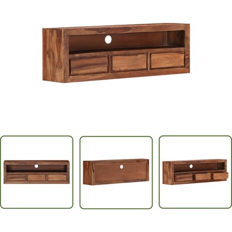 The Living Store Meuble TV 120x30x40 cm Bois solide - Meubles Tv - Meuble Tv - Meuble Audio - Rangement Tv - Console Tv (1/5)