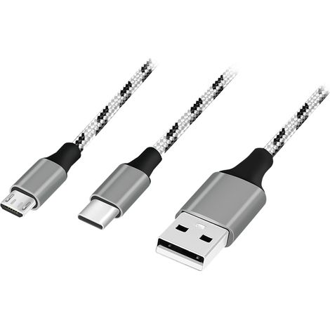 LOGILINK Câble de charge USB 2.0 CU0202 2-en-1 USB-C Micro-USB, 1,2 m