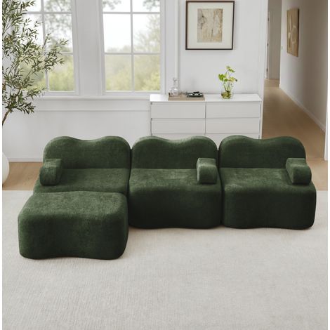 Modulares Sofa mit tiefer Sitzfläche, Samtbezug Grün OKMYHOME (1/5)