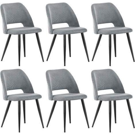 WAFTING Lot de 6 Chaises de Salle à Manger en Velours,Chaise Rembourrée avec Pieds Indépendants,Gris (1/5)