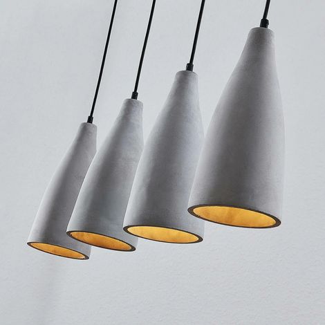 [NEUWERTIG] B-Ware Lindby Beton Pendelleuchte Sanne Pendelleuchte Hängeleuchte Lampe Vierflammig