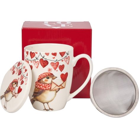 Taza de porcelana con infusor de 360 ml - Gorrión de invierno (1/5)