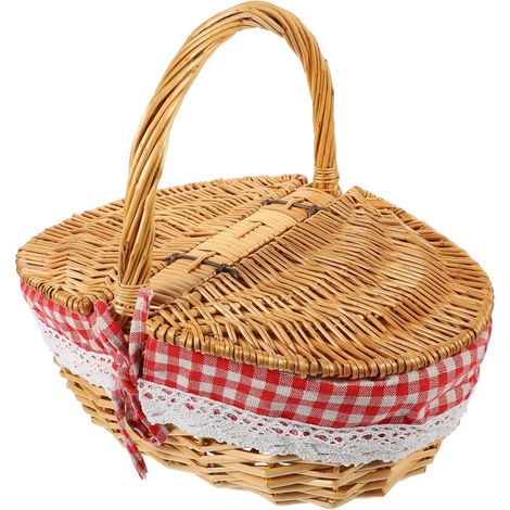 Joli panier tressé avec poignées pour le rangement - Osier décoratif (1/4)