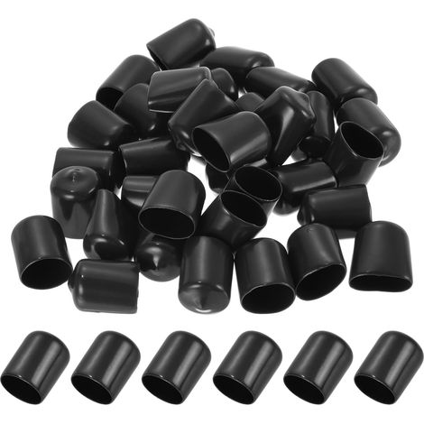 15mm Embouts en Caoutchouc Vinyle Flexible Noir 20 Paquets (1/5)