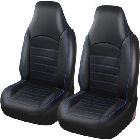 Classique Housses de Siège de Voiture Avant Simili-Cuir Universelle Housse de Sieges Auto Couvre Siege Auto Avant Convient à la Plupart des Voitures, Camions, SUV ou Camionnettes, Bleu (1/5)