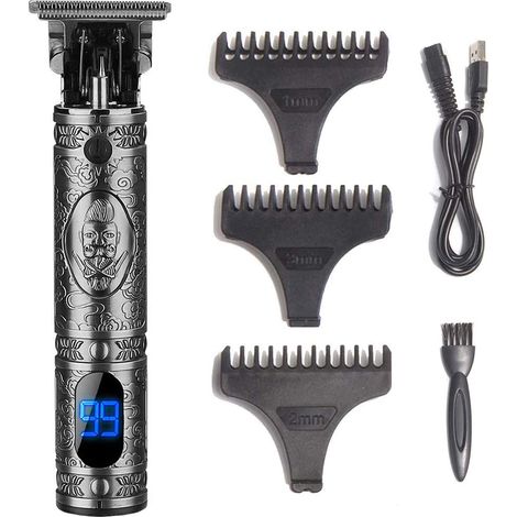 Tondeuse À Cheveux - Tondeuse Sans Fil Avec Affichage LED - Batterie Lithium 1500 mAh - Autonomie 180 Min - Guide De Coupe 1 2 3 Mm - 1 Pièce (1/5)