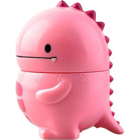Minuteur de cuisine mécanique dinosaure mignon pour enfants, minuteur manuel de 60 minutes, sans piles, réveil rose pour la gestion du temps en cuisine et pendant les études (1/5)